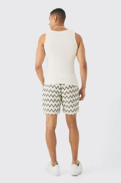 boohooMAN Elasticated Waist Crochet Bermuda Shorts | UK| Shorts