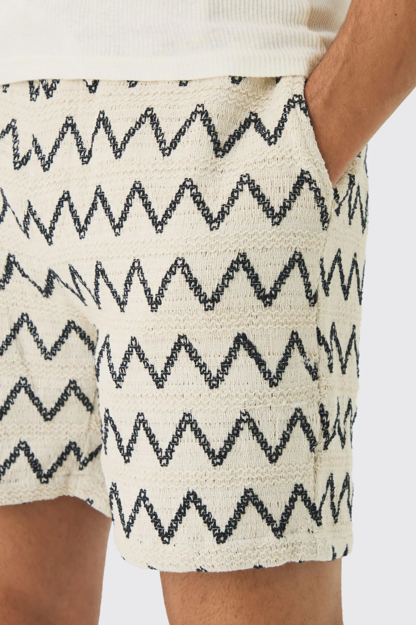 boohooMAN Elasticated Waist Crochet Bermuda Shorts | UK| Shorts