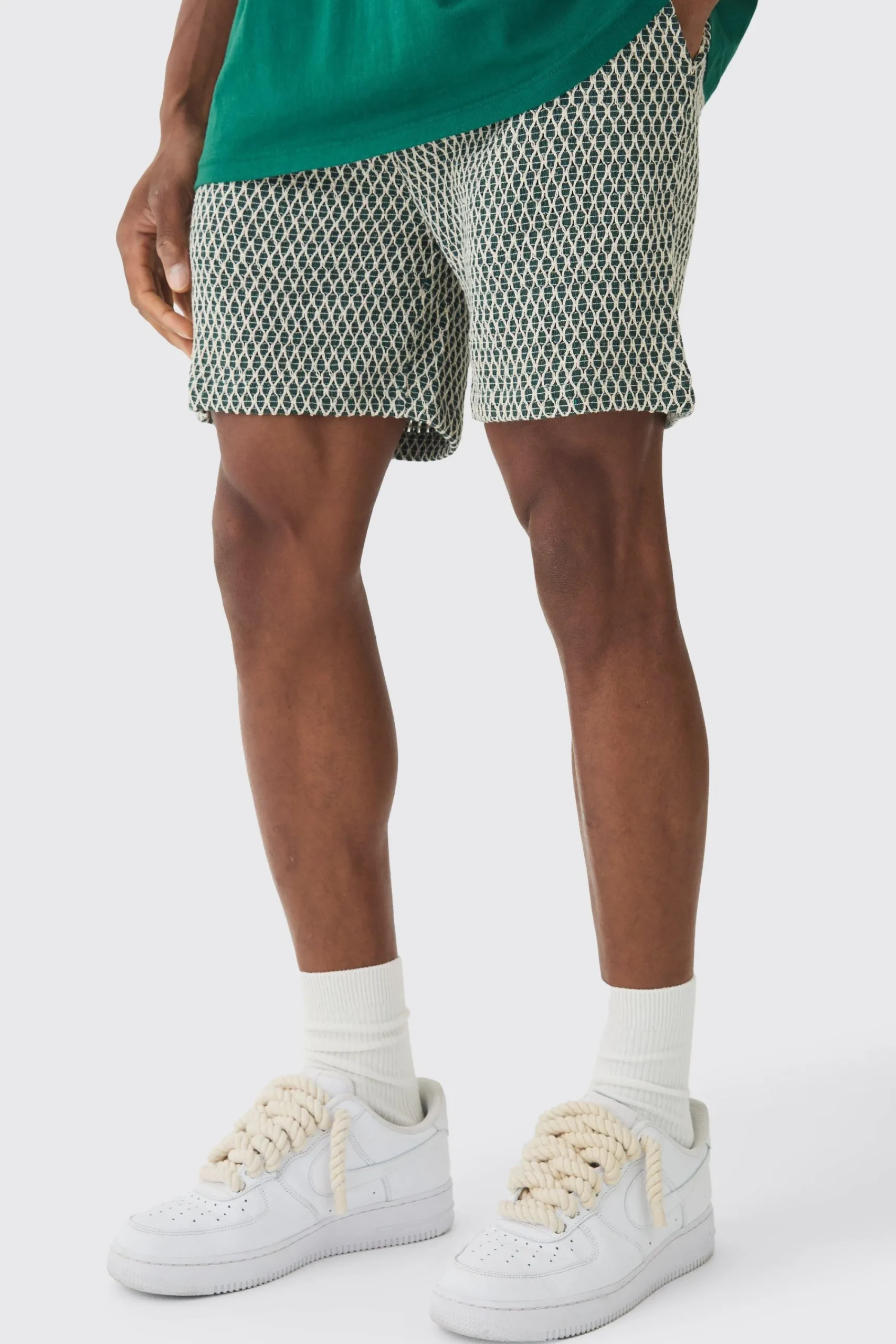 boohooMAN Elasticated Waist Crochet Bermuda Shorts | UK| Shorts