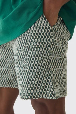 boohooMAN Elasticated Waist Crochet Bermuda Shorts | UK| Shorts