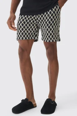 boohooMAN Elasticated Waist Diamond Crochet Bermuda Shorts | UK| Shorts