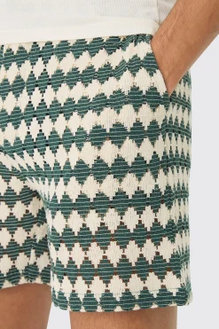 boohooMAN Elasticated Waist Diamond Crochet Bermuda Shorts | UK| Shorts