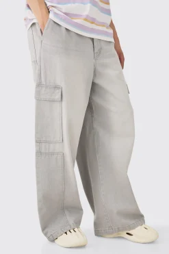 boohooMAN Elasticated Waist Extreme Wide Fit Cargo Jeans In | UK| Trousers|Jeans