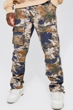 boohooMAN Elasticated Waist Forest Camo Pocket Straight Fit Cargo Pants | UK| Trousers