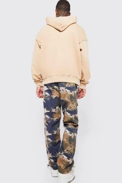 boohooMAN Elasticated Waist Forest Camo Pocket Straight Fit Cargo Pants | UK| Trousers