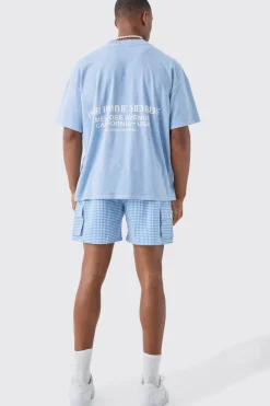 boohooMAN Elasticated Waist Gingham Check Linen Look Relaxed Short In | UK| Shorts