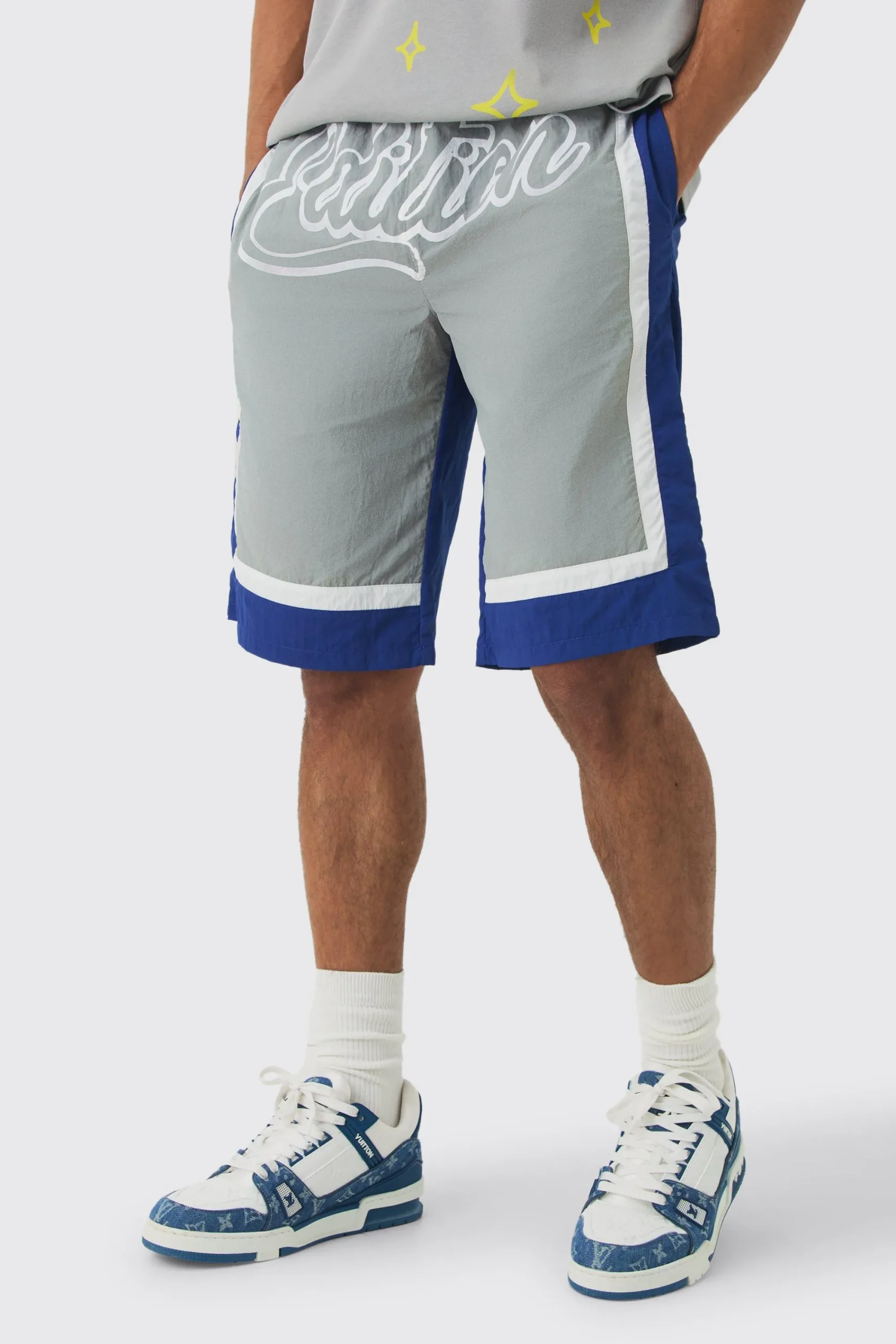 boohooMAN Elasticated Waist Limited Relaxed Longline Shell Panel Shorts | UK| Shorts