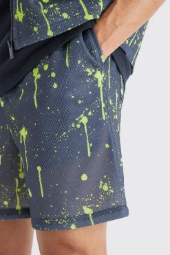 boohooMAN Elasticated Waist Mesh Scuba Graphic Shorts | UK| Shorts