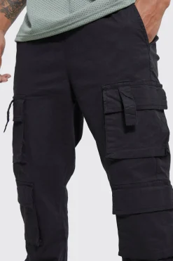 boohooMAN Elasticated Waist Multi Cargo Pocket Slim Fit Jogger | UK| Trousers|Joggers