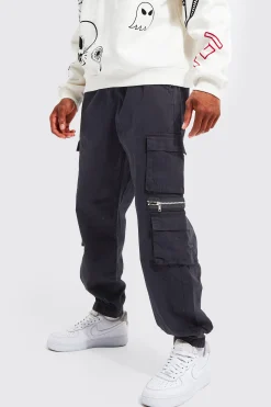 boohooMAN Elasticated Waist Multi Pocket Zip Cargo Trouser | UK| Trousers