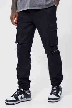boohooMAN Elasticated Waist Multi Pocket Zip Cargo Trouser | UK| Trousers|Cargos