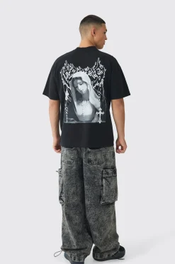 boohooMAN Elasticated Waist Parachute Acid Wash Cargo Jeans | UK| Trousers|Jeans