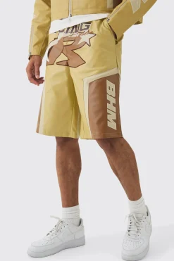 boohooMAN Elasticated Waist Pu Moto Jorts In | UK| Shorts