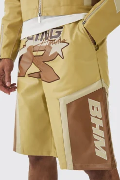 boohooMAN Elasticated Waist Pu Moto Jorts In | UK| Shorts