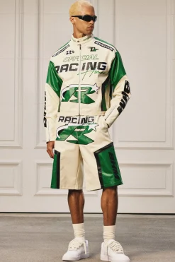 boohooMAN Elasticated Waist Pu Moto Jorts In | UK| Shorts