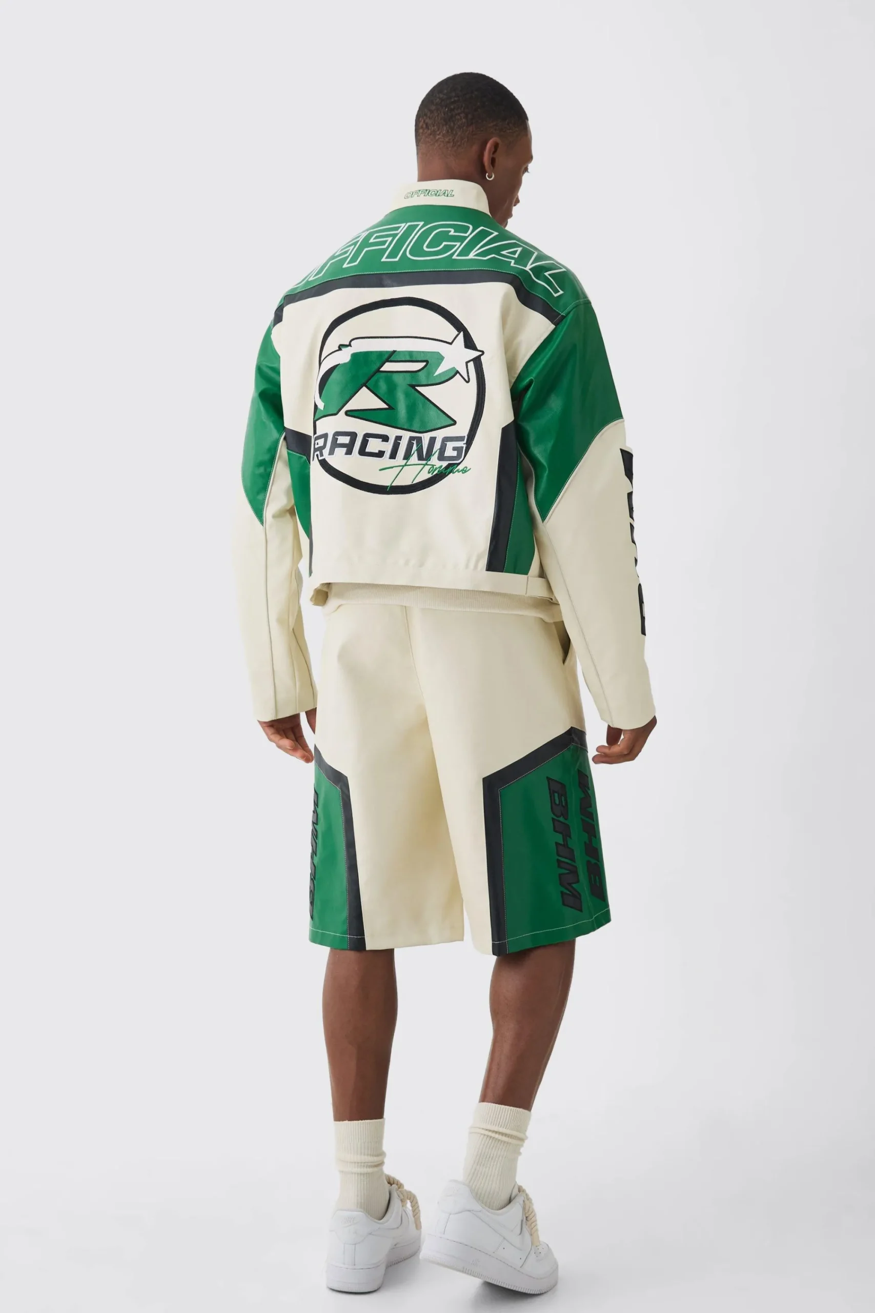 boohooMAN Elasticated Waist Pu Moto Jorts In | UK| Shorts