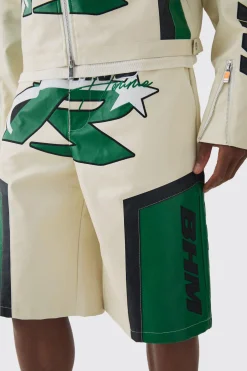 boohooMAN Elasticated Waist Pu Moto Jorts In | UK| Shorts