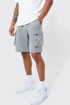 boohooMAN Elasticated Waist Relaxed Technical Stretch Cargo Short | UK| Shorts