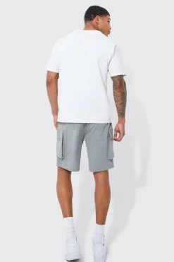 boohooMAN Elasticated Waist Relaxed Technical Stretch Cargo Short | UK| Shorts