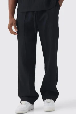 boohooMAN Elasticated Waist Relaxed Fit Pleated Trouser | UK| Trousers