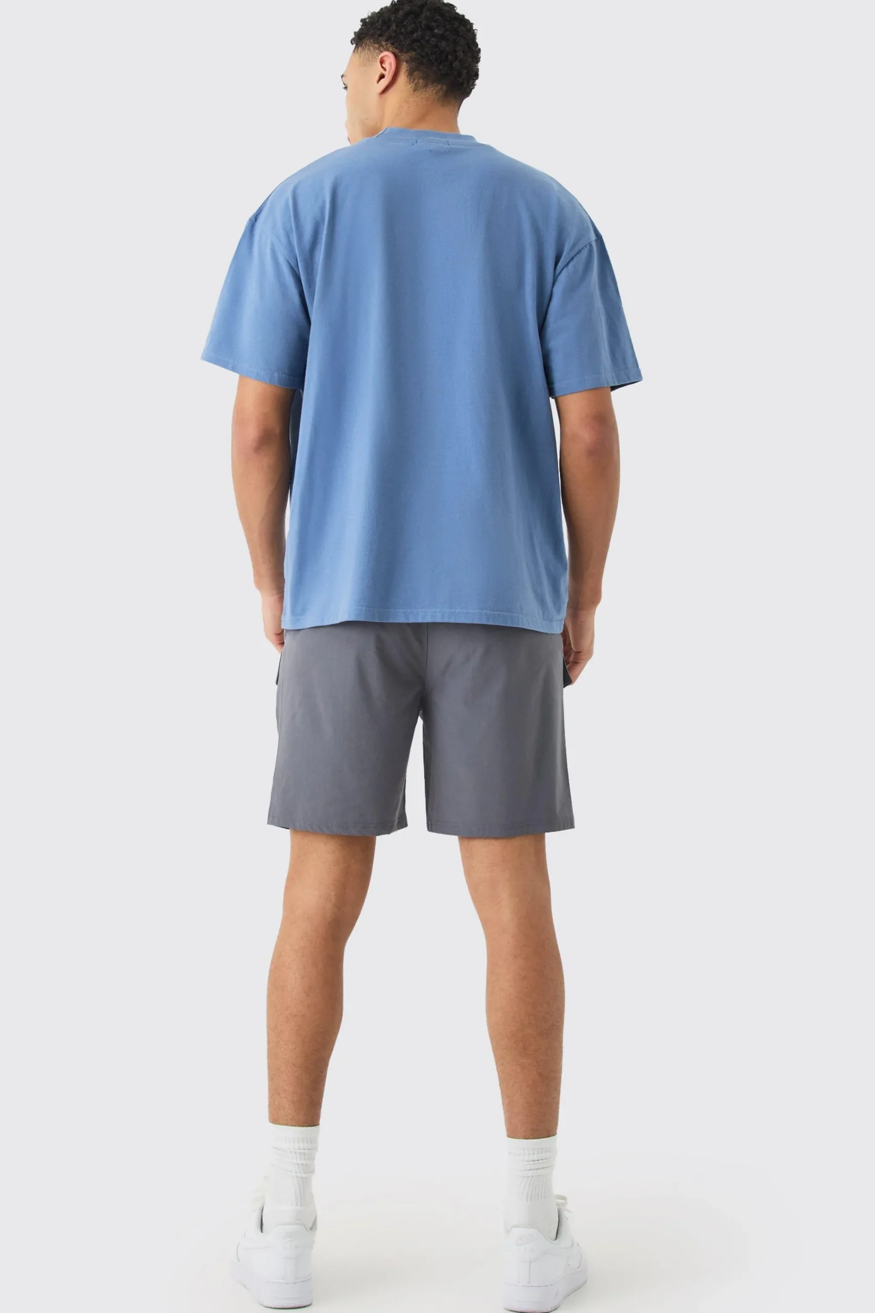 boohooMAN Elasticated Waist Relaxed Technical Stretch Cargo With Zip | UK| Shorts