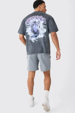 boohooMAN Elasticated Waist Relaxed Technical Stretch Cargo With Zip | UK| Shorts