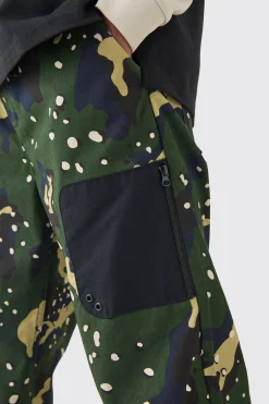 boohooMAN Elasticated Waist Relaxed Fit Belted Twill Camo Trouser | UK| Trousers