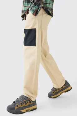 boohooMAN Elasticated Waist Relaxed Fit Belted Peached Twill Trouser | UK| Trousers