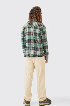 boohooMAN Elasticated Waist Relaxed Fit Belted Peached Twill Trouser | UK| Trousers