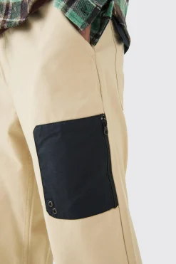 boohooMAN Elasticated Waist Relaxed Fit Belted Peached Twill Trouser | UK| Trousers