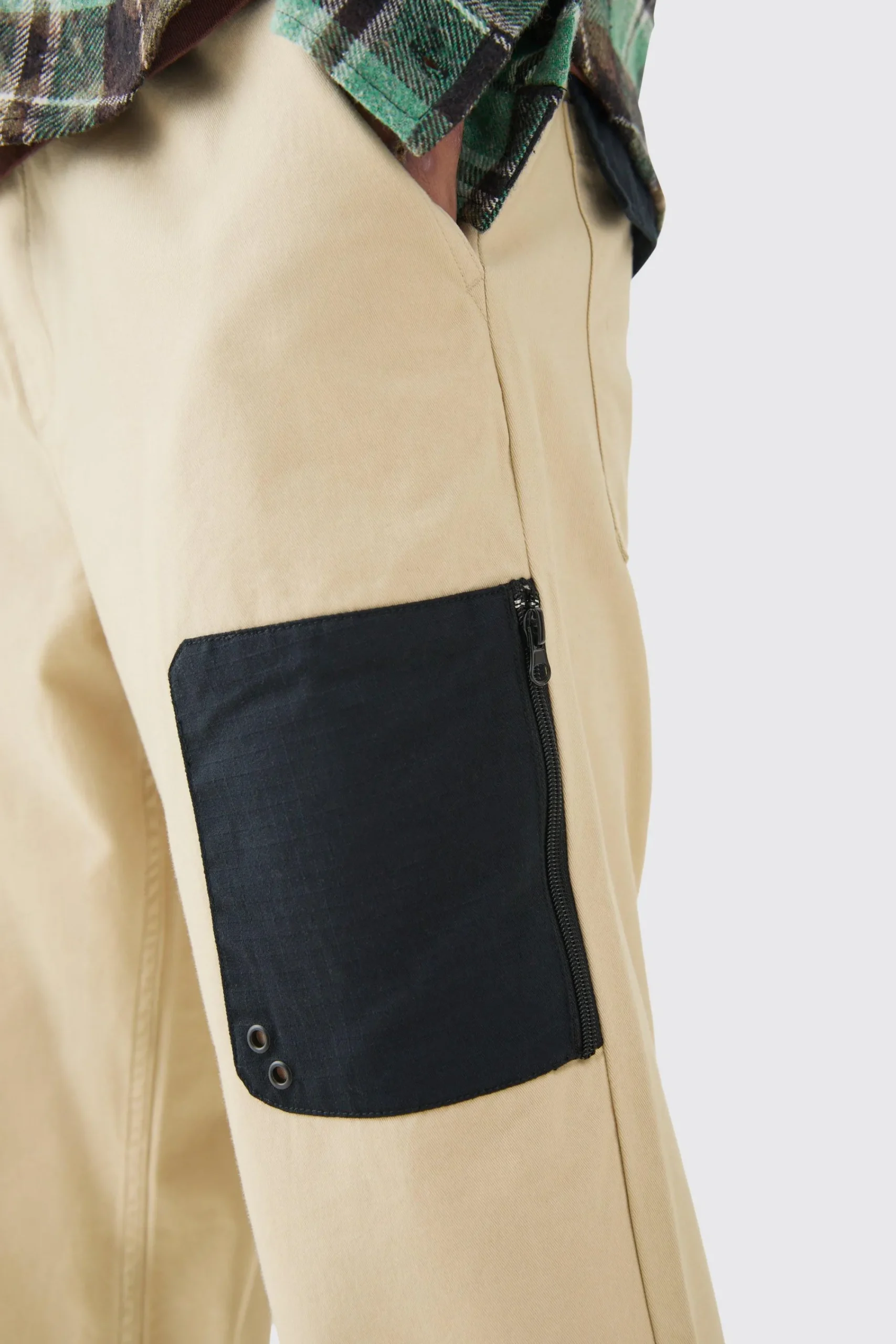 boohooMAN Elasticated Waist Relaxed Fit Belted Peached Twill Trouser | UK| Trousers