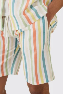 boohooMAN Elasticated Waist Relaxed Stripe Short | UK| Sets & Co-Ords