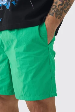 boohooMAN Elasticated Waist Relaxed Contrast Drawcord Shell Short Shorts | UK| Shorts