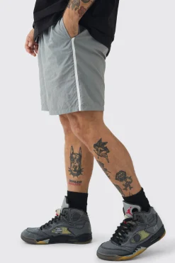 boohooMAN Elasticated Waist Relaxed Side Piping Shell Short Shorts In | UK| Shorts