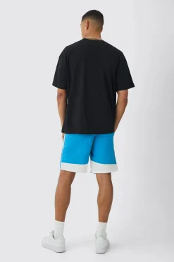 boohooMAN Elasticated Waist Relaxed Side Stripe Shell Long Shorts In | UK| Shorts