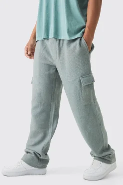 boohooMAN Elasticated Waist Relaxed Herringbone Textured Cargo Trousers | UK| Trousers|Cargos