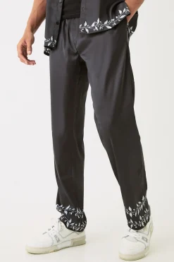 boohooMAN Elasticated Waist Satin Hem Detail Straight Trouser | UK| Sets & Co-Ords