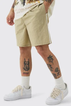 boohooMAN Elasticated Waist Side Piping Shell Shorts In | UK| Shorts