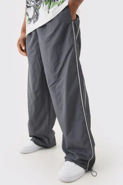 boohooMAN Elasticated Waist Side Stripe Parachute Pants | UK| Trousers