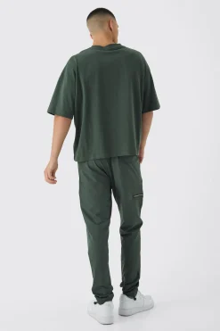 boohooMAN Elasticated Waist Skinny Utility Zip Pocket Trousers | UK| Trousers