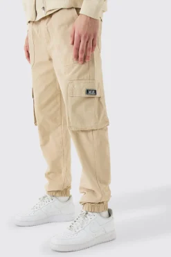 boohooMAN Elasticated Waist Slim Fit Badge Cargo Jogger | UK| Trousers|Cargos