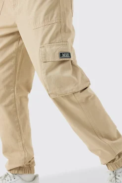 boohooMAN Elasticated Waist Slim Fit Badge Cargo Jogger | UK| Trousers|Cargos