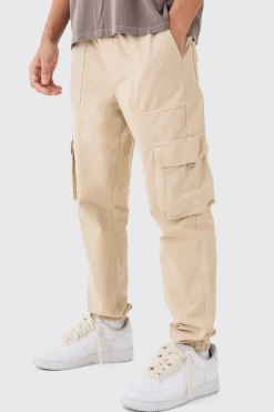 boohooMAN Elasticated Waist Slim Fit Branded Cargo Jogger | UK| Joggers|Cargos