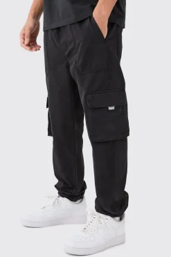 boohooMAN Elasticated Waist Slim Fit Branded Cargo Jogger | UK| Trousers|Cargos