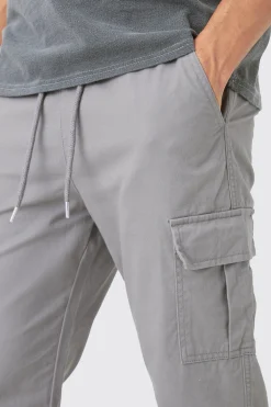 boohooMAN Elasticated Waist Slim Fit Cargo Split Hem Trouser | UK| Trousers|Cargos