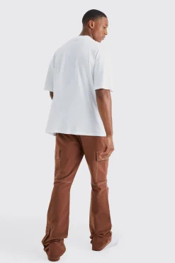 boohooMAN Elasticated Waist Slim Flare Contrast Stitch Cargo Trouser | UK| Trousers|Cargos