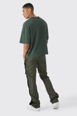 boohooMAN Elasticated Waist Slim Flare Stacked Cargo Trousers | UK| Trousers|Cargos