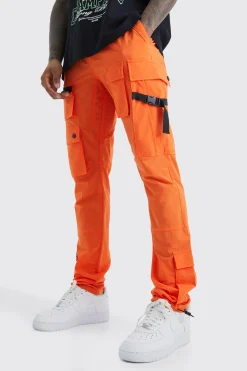 boohooMAN Elasticated Waist Slim Multi Cargo Strap Trouser | UK| Trousers|Cargos