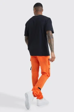 boohooMAN Elasticated Waist Slim Multi Cargo Strap Trouser | UK| Trousers|Cargos