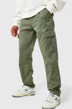 boohooMAN Elasticated Waist Straight Leg Twill Cargo Trouser | UK| Trousers|Cargos